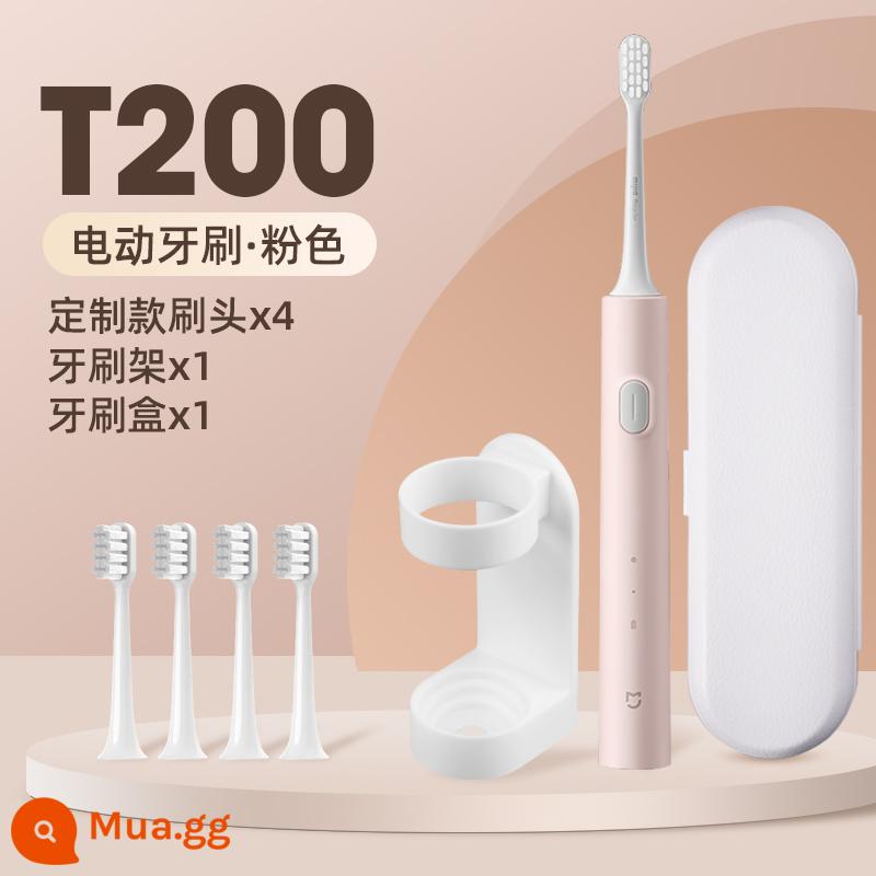 Bàn chải đánh răng điện Xiaomi Mijia Sonic T200 Bộ cặp đôi trưởng thành dành cho nam và nữ có thể sạc lại hoàn toàn tự động - [Ưu đãi đặc biệt] T200 hồng + 4 đầu bàn chải tùy chỉnh + hộp đựng bàn chải đánh răng + hộp đựng bàn chải đánh răng