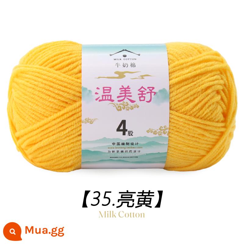 4 Dây Sữa Chải Kỹ Bông Len Bóng Cho Bé Len Dệt Sợi Cotton Tay Đan Móc Dép Len Đặc Biệt - vàng 35