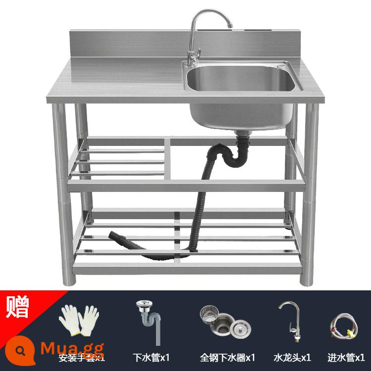 Chậu rửa bát inox nhà bếp có giá đỡ đơn giản chậu rửa bát úp bàn tích hợp tủ chậu rửa bát gia đình - Bồn rửa phải ba lớp dày 80*50*80 + vòi lạnh đơn