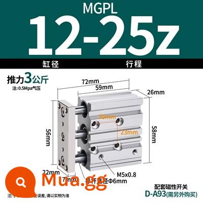 SMC MGPL/MGPM12/16-10Z/20Z/25Z/30Z/40Z/50Z/100Z/100Z/100Z - MGPL12-25Z