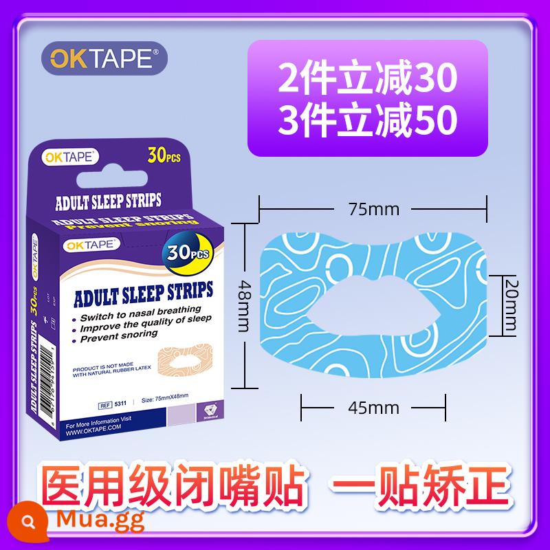 OKTAPE Miệng Thở Hiệu Chỉnh Miếng Dán Ngủ Chống Đóng Mở Miệng Miếng Dán Trẻ Em Phì Đại Adeno Mặt Corrector - Người lớn màu xanh 30 cái/hộp