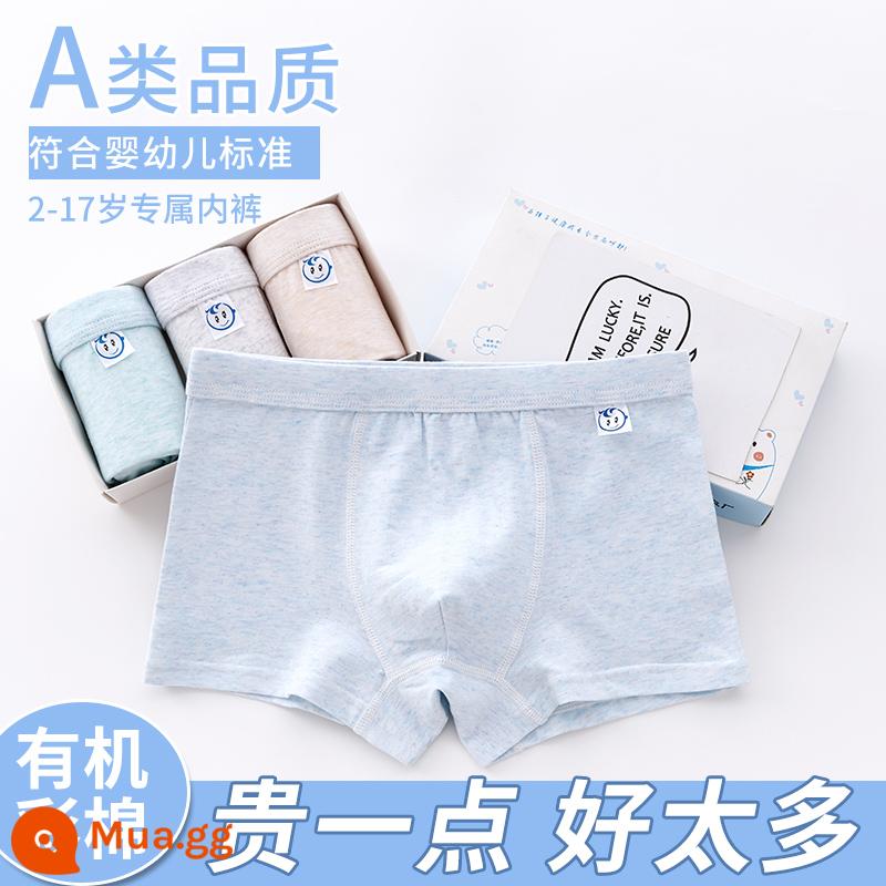 Quần lót bé trai bằng cotton nguyên chất phần mỏng dành cho trẻ em trung niên và trẻ nhỏ quần boxer cotton màu hoạt hình quần boxer 3 tuổi - Mô hình màu đơn sắc (4 mảnh màu đơn sắc)