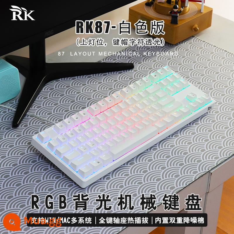 RK87 Keyboard cơ học Trục Red Trà Trục màu xanh lá cây Kaihua Box Trục trắng tùy chỉnh đầy đủ -Ka Hot Chèn 87 Key RGB - Trắng