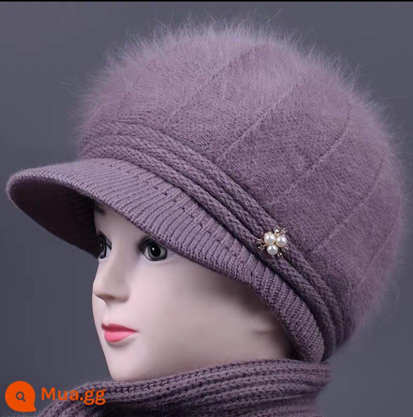 Mùa đông mũ mẹ nữ cao tuổi bà cộng nhung thỏ mũ len trung niên và cao tuổi mũ ấm mũ cotton dệt kim dày - Một