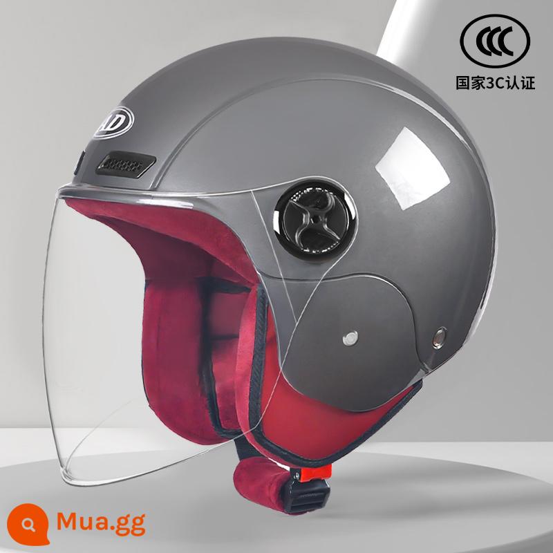 Chứng nhận 3C mũ cứng nữ xe điện Harley Mũ bảo hiểm bốn mùa pin đa năng xe mũ bảo hiểm nửa đầu nam giữ ấm trong mùa đông - Jasmine Grey [Chứng nhận 3C] Gương chống sương mù-HD