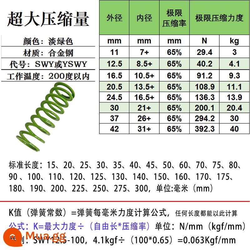 Khuôn lò xo nhập khẩu lò xo màu vàng xanh đỏ xanh cường độ cao phụ kiện khuôn chịu nhiệt độ cao lò xo phẳng lò xo hình chữ nhật - SWY/YSWY--xanh nhạt--đột quỵ 65%- kích thước khác nhau và đơn giá khác nhau