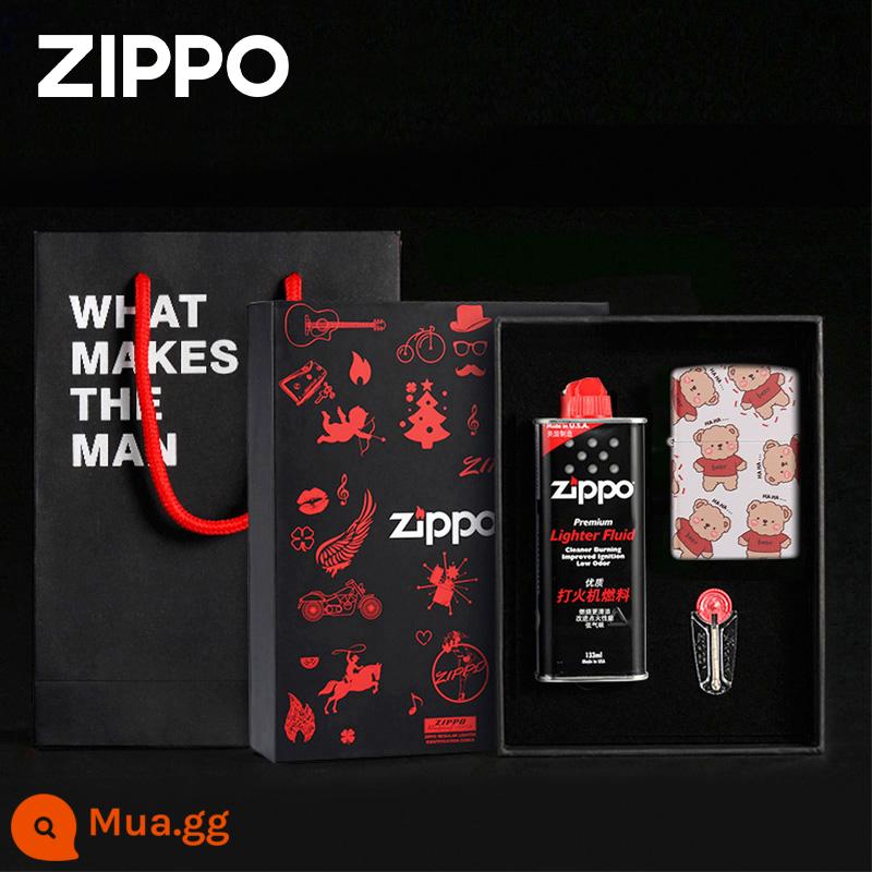 bật lửa zippo chính hãng chính hãng haha gấu dễ thương dễ thương bật lửa dầu chống gió chính hãng tặng bạn trai - haha gấu [hộp quà nguyên bản]