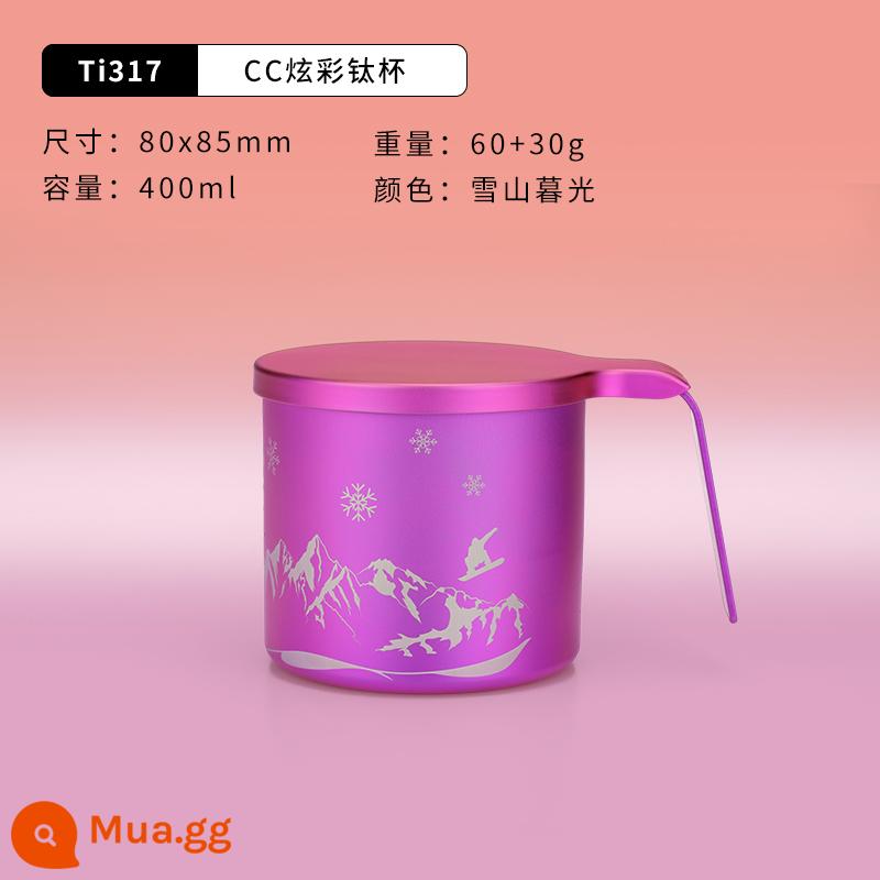 KEITH CC đầy màu sắc nguyên chất titan cốc nước mới nhẹ 400ml nhà cắm trại ngoài trời 1 lớp đơn titan cốc - Ti317 CC Cúp Titan đầy màu sắc Núi tuyết Chạng vạng