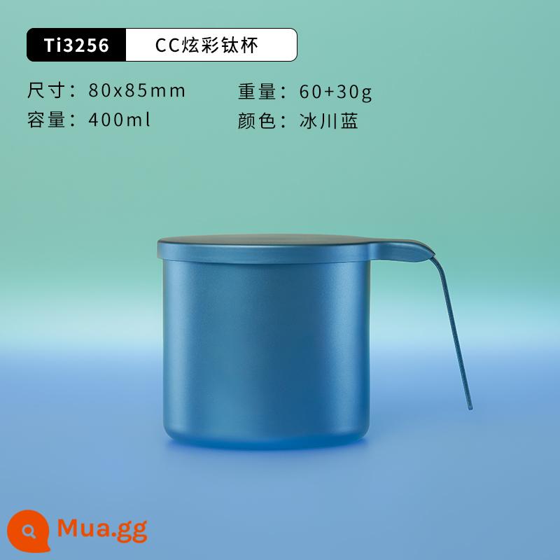 KEITH CC đầy màu sắc nguyên chất titan cốc nước mới nhẹ 400ml nhà cắm trại ngoài trời 1 lớp đơn titan cốc - Ti3256 CC Cúp Titan đầy màu sắc xanh sông băng