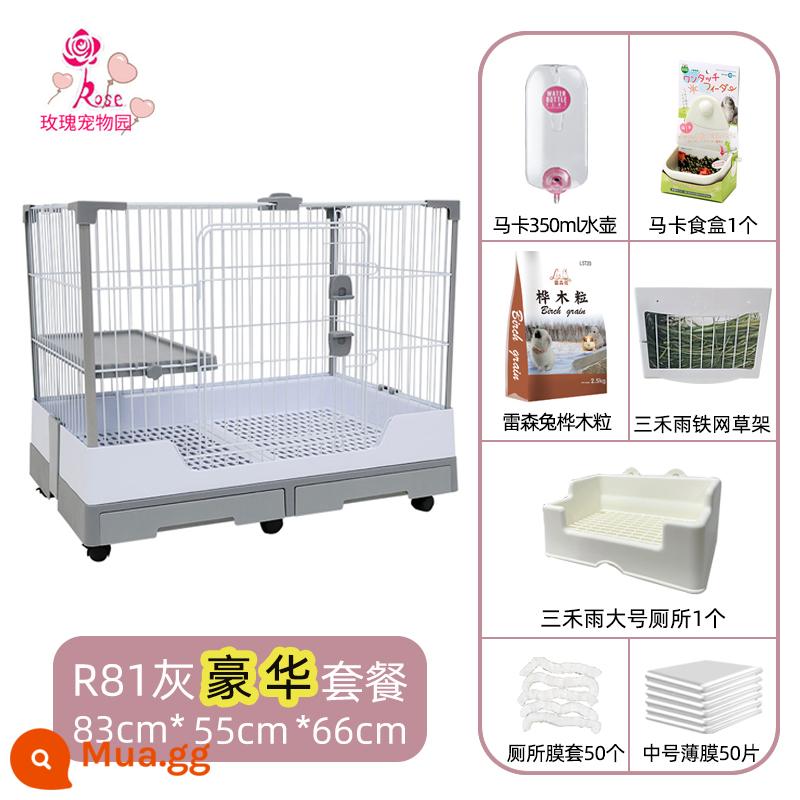 Lồng thỏ Dayang R81 ngăn kéo đôi chống lại con thỏ Năng hộ gia đình LỚN RABBIT LITCH Lợn tự động lồng phân Cage - Gói cao cấp màu xám R81