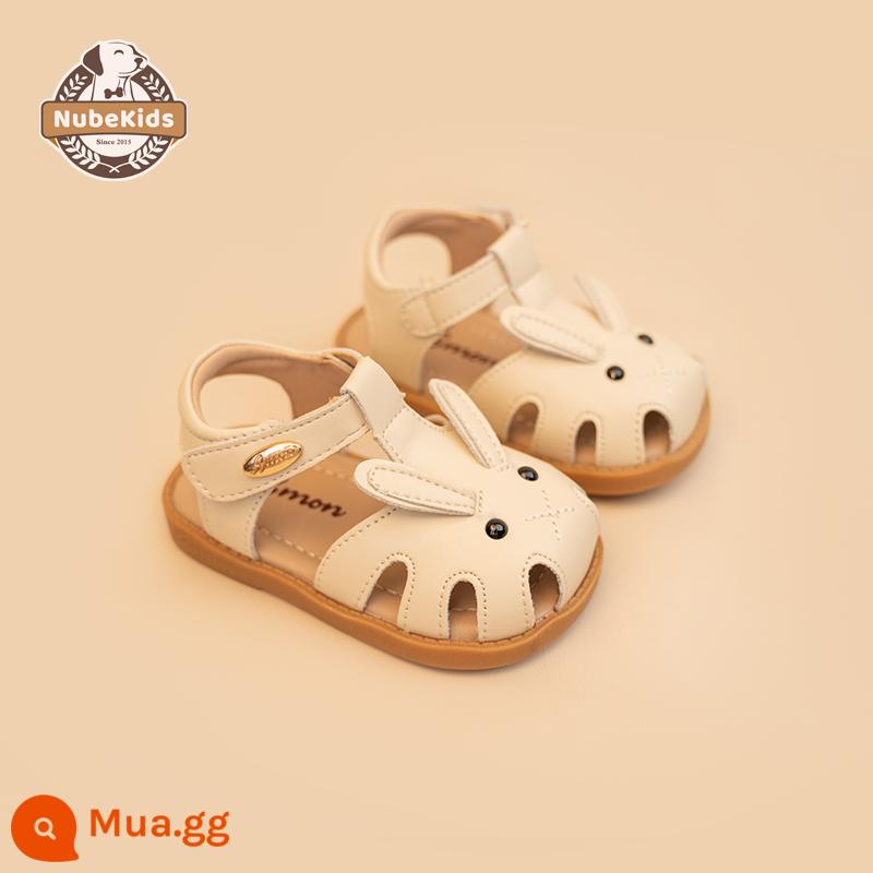 Giày Sandal Bé Gái Da Hoạt Hình Giày Công Chúa Dễ Thương Mùa Hè 2023 Trẻ Em Mới Bao Đầu Rỗng Đế Mềm Giày Tập Đi - Sandal da màu trắng kem hạnh nhân