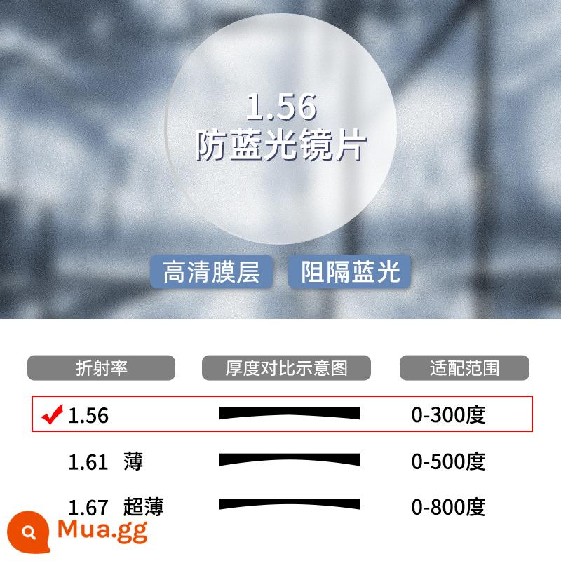 Kính gọng đen chống ánh sáng xanh siêu nhẹ dành cho nữ cận thị, chuyên nghiệp trực tuyến có toa, mặt trơn, gọng tròn Gọng mắt Danyang dành cho nam - [Sản xuất bởi các thương hiệu trong nước và các nhà sản xuất lớn] Gọng kính + tròng kính chống ánh sáng xanh 1.56 (0-300 độ)