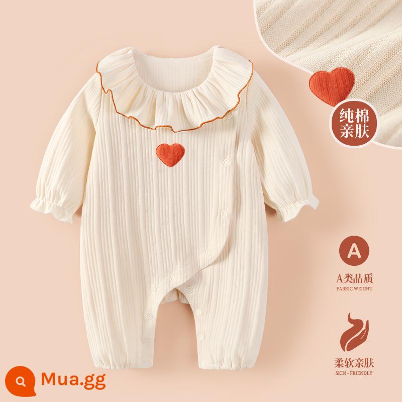 Modomoma quần áo trẻ sơ sinh mùa xuân Đầm công chúa bé gái ren bé dài tay áo liền quần cotton leo núi quần áo - Series Nụ Cười Hoa Xuân [Bên Tình Yêu Mở Ra Đường Dài]