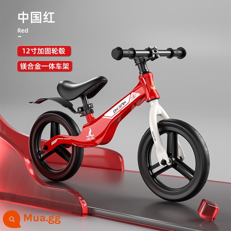 Xe thăng bằng Phoenix trẻ em không bàn đạp 1-3-6 tuổi xe trượt Scooter bé xe yoyo xe trượt scooter tự hành nam nữ - Bánh xe hợp kim magie 12 inch [Đỏ Trung Quốc] Chiều cao 90-125