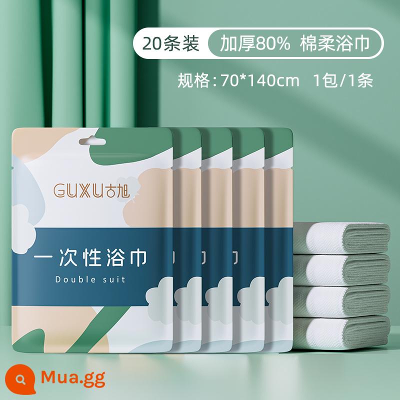 60 miếng khăn tắm nén, khăn khô dùng một lần, bộ du lịch dày và cỡ lớn, khăn cotton nguyên chất, đóng gói riêng cho khách sạn - Lớn hơn và dày hơn [20 khăn tắm mềm] 70*140