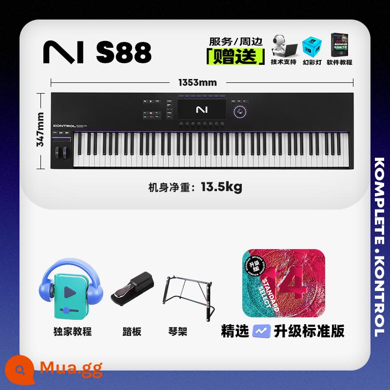 NI KOMPLETE M32 S61MK2 Bộ điều khiển bàn phím MIDI thông minh 88 phím cho người mới bắt đầu sản xuất - Người dùng mới sớm sử dụng S88 MK3+ nguồn âm thanh tiêu chuẩn được nâng cấp + giá đỡ đàn piano + bàn đạp [bao gồm quà tặng và dịch vụ tiêu chuẩn]