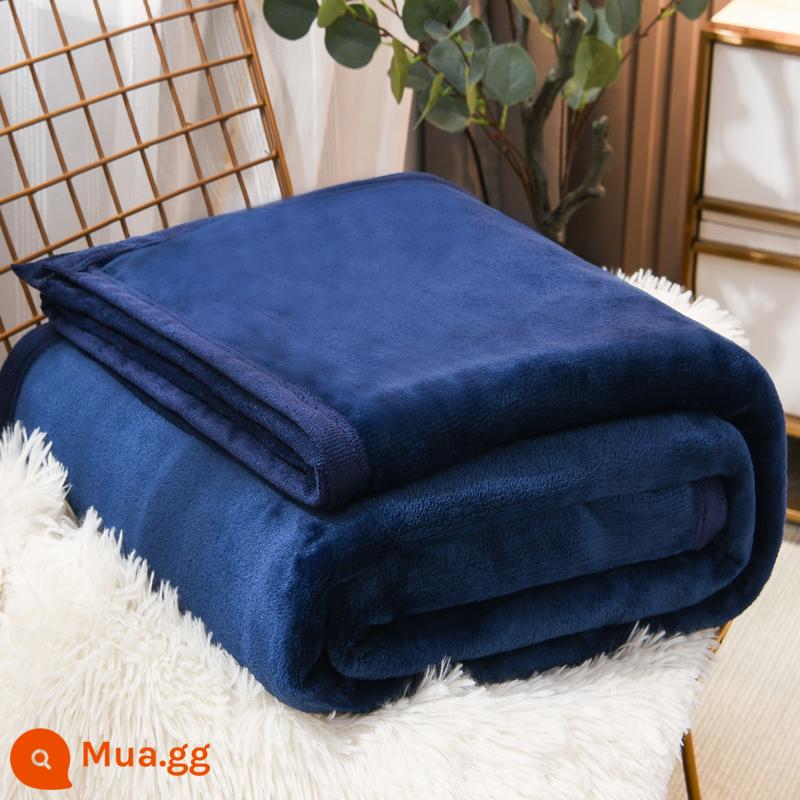 Dép Nỉ San Hô Chăn Giường Chăn Khăn Chần Gòn Sofa Chăn Ngủ Trưa Văn Phòng Chăn Mùa Đông Dày Tấm - xanh hải quân