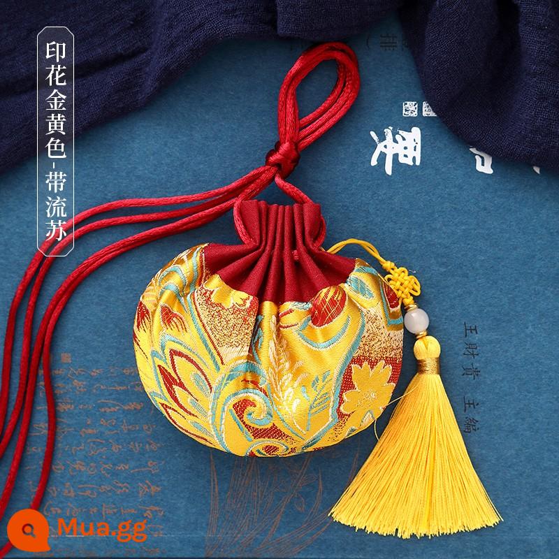 Gói lễ hội thuyền rồng Gói ví Hanfu phong cách Trung Quốc trang trí túi rỗng phong cách cổ xưa dây dài di động in gói đuổi muỗi - In vàng (rua) K-16