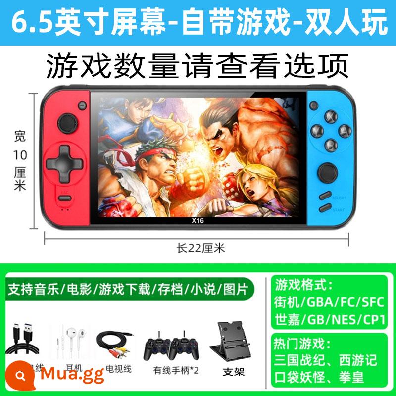 Tay Cầm Chơi Game Di Động PSP Cầm Tay Hoài Cổ Phiên Bản Cổ Điển Arcade Trẻ Em Đồ Chơi Giáo Dục Quà Tặng Sinh Nhật Sạc - 6,5 inch 8G đỏ và xanh với 2 bộ điều khiển khoảng 5000 trò chơi