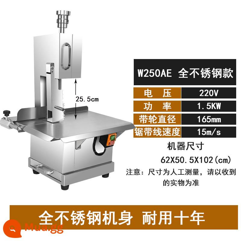 Máy cưa xương thương mại máy cắt xương tự động gia dụng chân giò heo thịt đông lạnh cắt theo xương bít tết hiện vật lớn nhỏ - Mẫu W250AE-tất cả bằng thép không gỉ