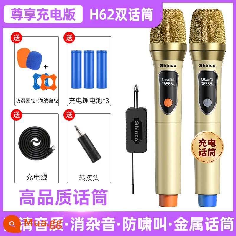 Micrô không dây, micrô và âm thanh karaoke gia đình tất cả trong một đặc biệt phổ thông một cho hai ktv hát bluetooth thu - [Phiên bản sạc độc quyền] Micro kép [kim loại, chống hú, khử tiếng ồn, chất lượng âm thanh độ phân giải cao]