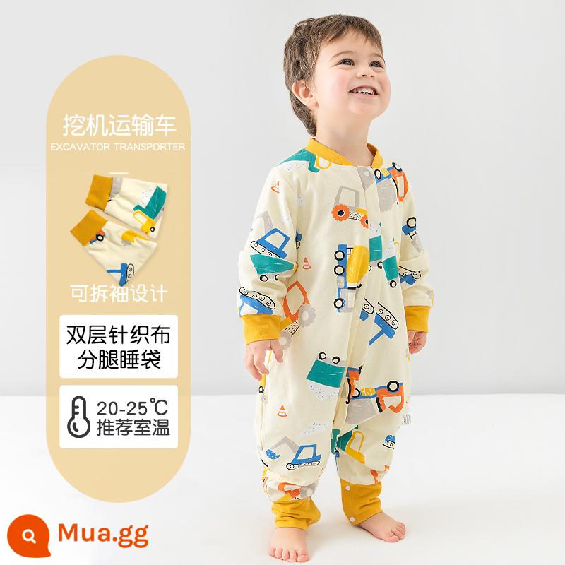 Túi ngủ cho bé xuân thu hai lớp cotton nguyên chất Túi ngủ xẻ chân cho bé Mùa thu đông phòng máy lạnh chăn bông chống đá đa năng - Xe vận chuyển tay lạ (hai lớp không chần bông) nhiệt độ áp dụng 20-25 độ