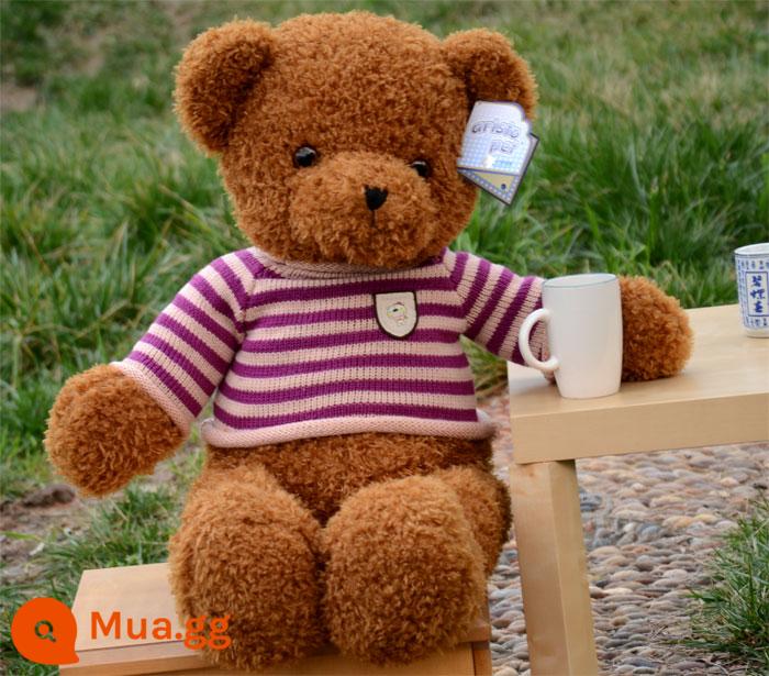 Sang trọng Teddy Bear Doll Ragdoll Doll Hug Bear Large - áo len sọc gấu nâu