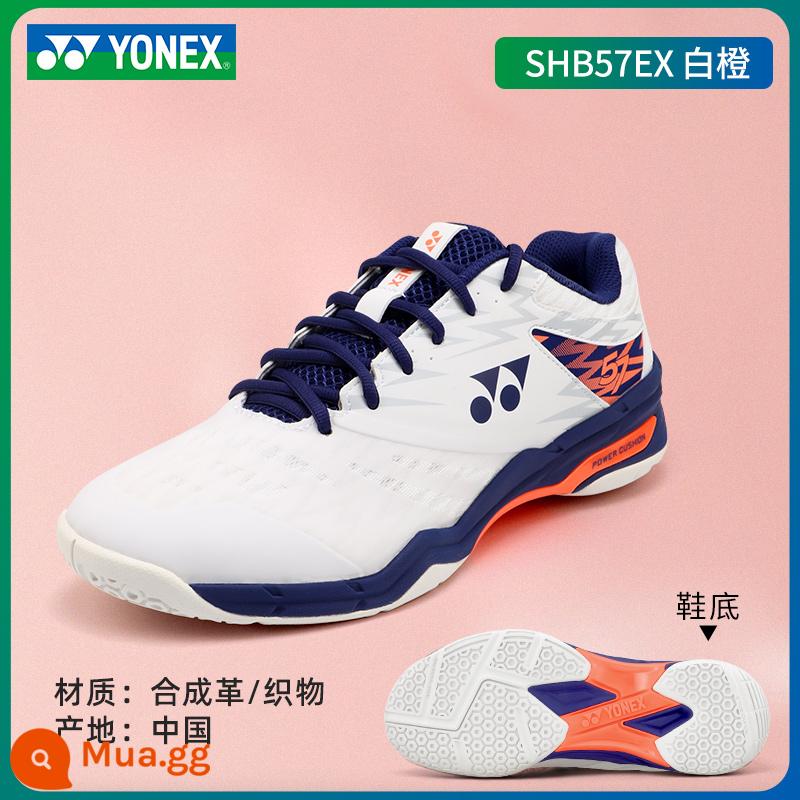 2022 mới YONEX giày cầu lông Yonex nữ siêu nhẹ thoáng khí giày luyện tập bóng chuyền yy chuyên nghiệp - Trắng/Cam Neon SHB57EX