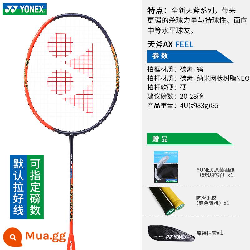 Chính hãng yonex Vợt cầu lông Yonex chính hãng đánh đơn sợi carbon siêu nhẹ yy người lớn chuyên nghiệp loại tấn công - Đen cam AX FEEL tấn công nhẹ 4U