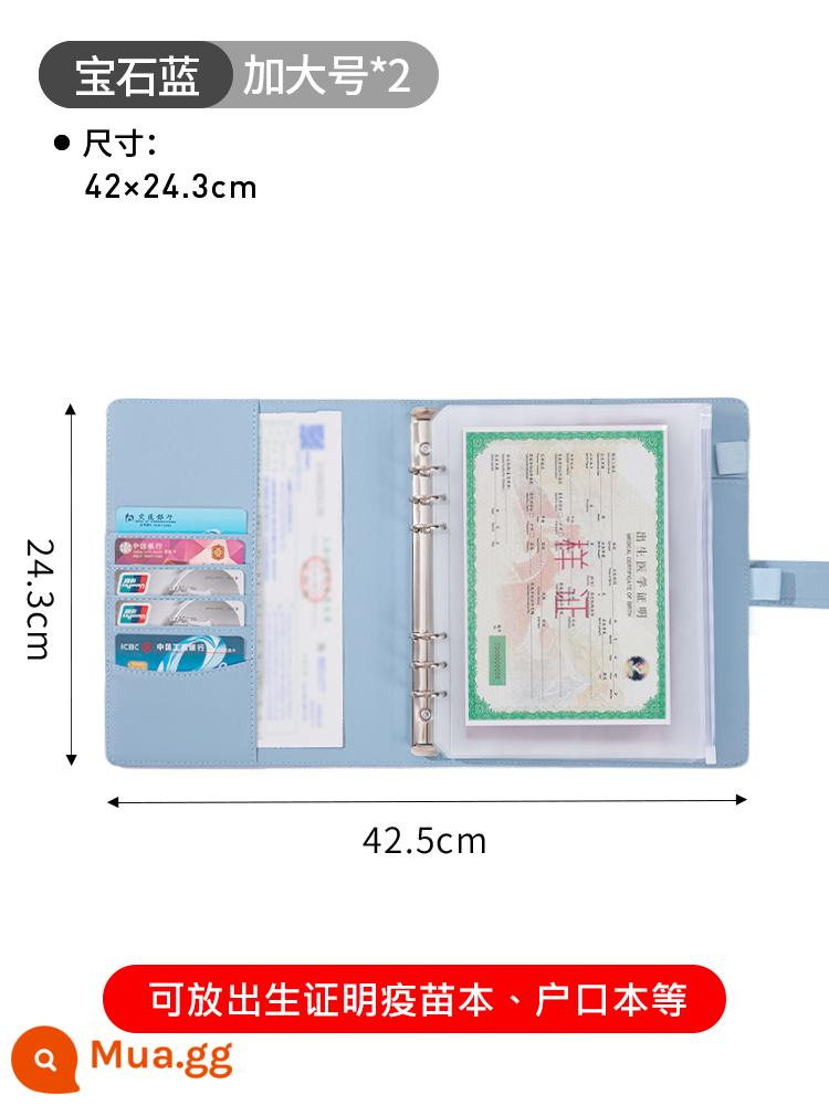Nhật Bản túi đựng tài liệu giấy khai sinh bé sổ vắc xin bìa bảo vệ nhà tên người dùng sổ túi đựng thẻ tập sách - ⭐[2 chiếc] XL-Sapphire Blue [tăng dung lượng]