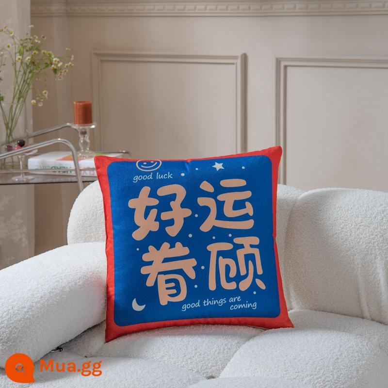 Lễ Hội Phong Cách Trung Hoa Vải Lanh Tốt Lành Gối Sofa Phòng Khách Gối Tựa Lưng Văn Bản Tài Lộc Và Giàu Có Ngày Lễ Eo Đệm - chúc may mắn