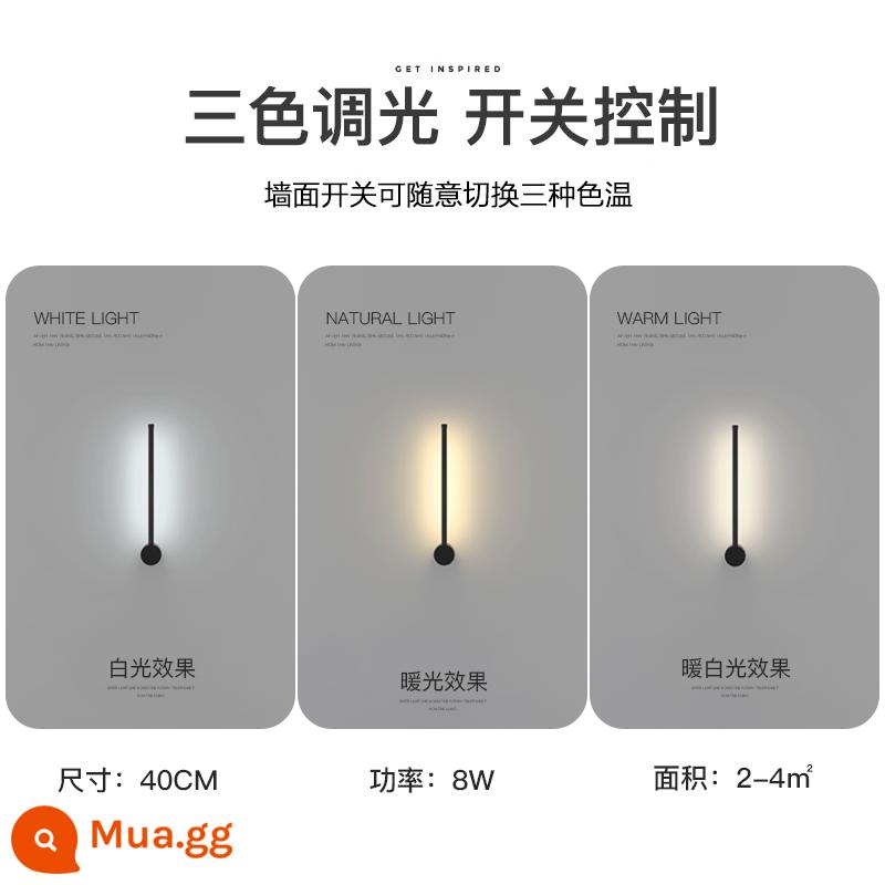 Đèn Tường LED Tối Giản Sáng Tạo Phòng Khách Nền Đèn Tường Phòng Ngủ Hiện Đại Đơn Giản Đèn Đèn Ngủ Cầu Thang Lối Vào Đèn - 40CM-ánh sáng ba tông màu-khung màu đen