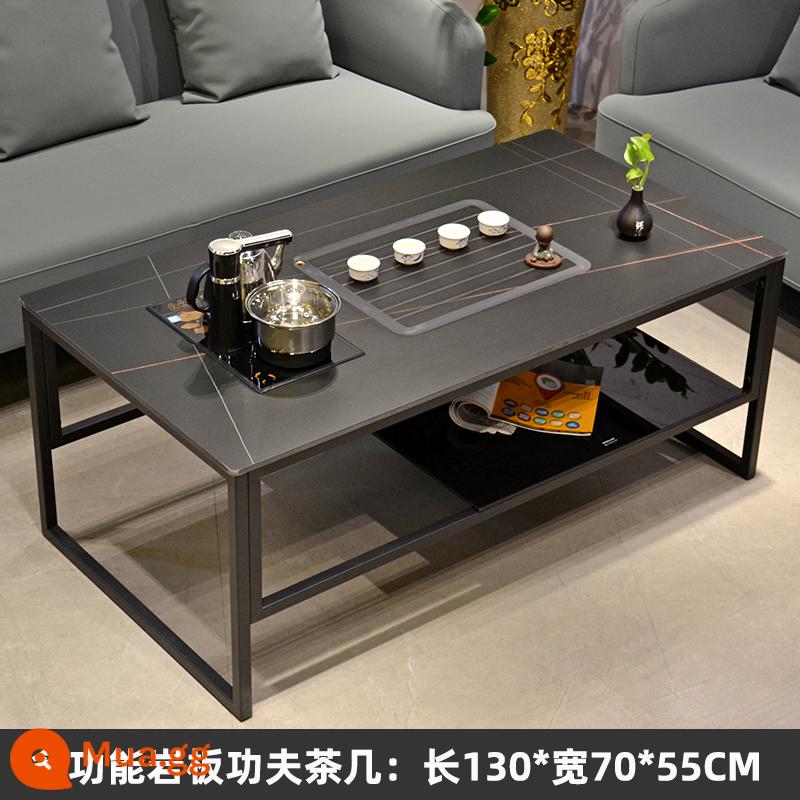 Sofa văn phòng bàn cà phê kết hợp bộ tiếp tân đơn giản hiện đại tiếp tân kinh doanh ánh sáng da sang trọng ba người phong cách Ý - Bàn cà phê Lawrence Gold Slate Kung Fu Bàn cà phê phù hợp