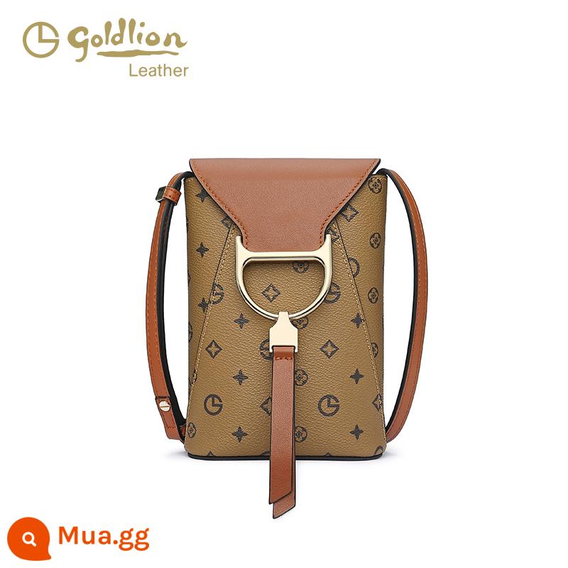 Goldlion 2022 Mới Retro In Hình Túi Nữ Thời Trang 1 Vai Mini Túi Nhỏ Cao Cấp Sứ Giả Đa Năng Túi Điện Thoại Di Động - nâu