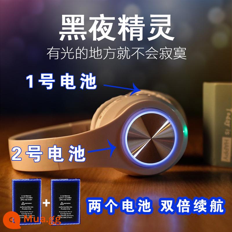 Thời lượng pin dài phát sáng tai nghe bluetooth không dây gắn trên đầu máy tính di động tai nghe đa năng loa siêu trầm trò chơi âm nhạc - FF (pin kép được nâng cấp) Màu trắng đầy màu sắc [48 giờ