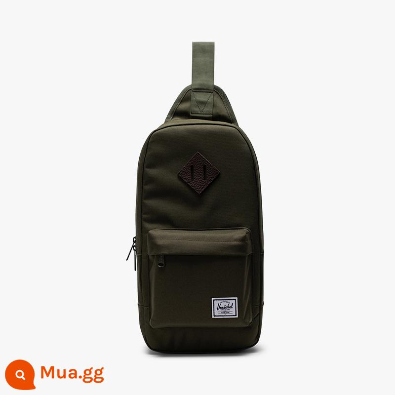 Herschel Hexing Heritage Túi Đeo Vai Thể Thao Nam Đi Xe Đạp Túi Túi Điện Thoại Di Động Túi Ngực - màu xanh thường xuân/nâu rau diếp xoăn