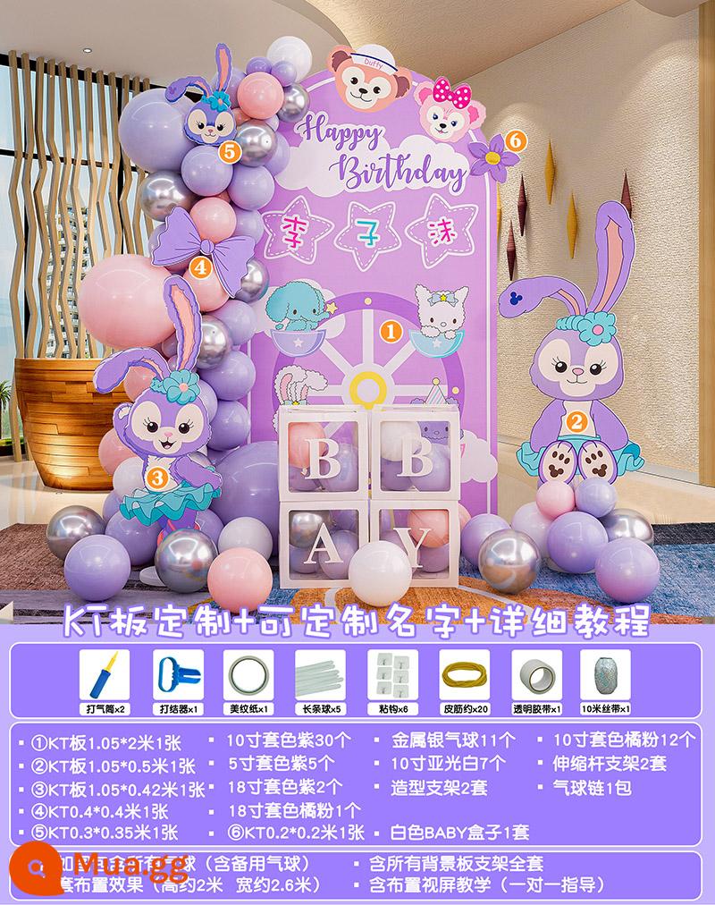 Xingdu's Birthday Trang trí Sắp xếp cảnh cô bé là 10 -y -y -old 100 ngày bơm KT Board 1 Bức tường nền 5 - Gói tùy chỉnh bảng Stellar Duffy Bear KT theo phong cách điện tử 3