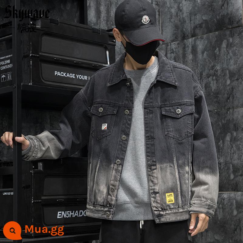 Mùa xuân mới của Nhật Bản tất cả các trận đấu áo khoác denim nam rộng mùa đông hợp thời trang thương hiệu kích thước lớn lông cừu nam công sở áo khoác - Màu chuyển màu TB6823