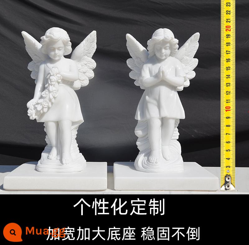 Han Baiyu Guardian Little Angel Church Cánh cửa cầu nguyện bằng đá để bảo vệ phòng khách thiên thần thủ công bằng đá khắc tùy chỉnh trang trí - Đá cẩm thạch trắng Hồ Nam 20cm