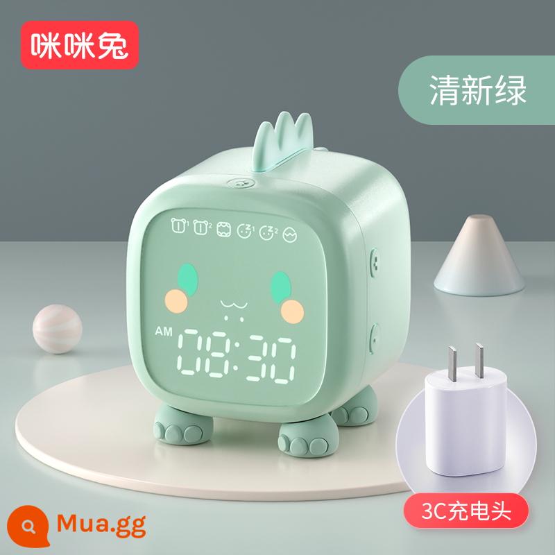 Mimi Rabbit 2022 Đồng hồ báo thức mới Học sinh Chuyên về Thức dậy Trẻ em, Cậu bé gái dễ thương Đồng hồ báo thức thông minh Thỏ thông minh - Khủng long nhỏ màu xanh tươi