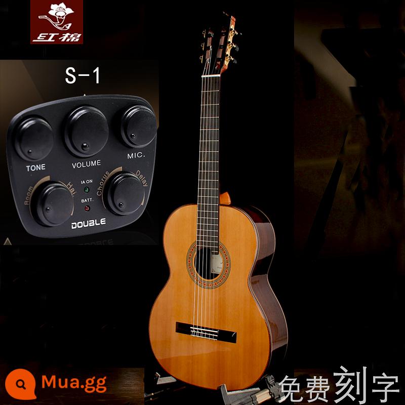 Bông đỏ cộng với sốc đàn guitar cổ điển một bảng đầy đủ 39 36 inch 34 kiểm tra xác minh hộp điện màu hồng dành cho nam và nữ dành cho người mới bắt đầu bằng nylon dành cho trẻ em - 39 inch [Bộ sưu tập tất cả các bảng đơn] Gỗ cẩm lai thông đỏ KAS001★Debo S1 plus hộp điện sốc★