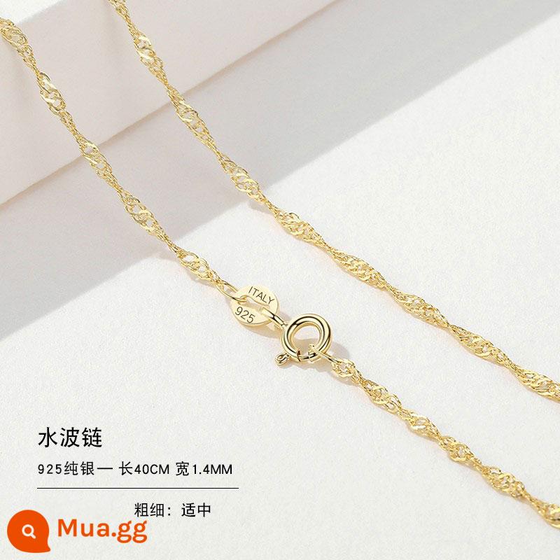 Vòng cổ bạc 999 nữ vàng 18k không có mặt dây chuyền bạc mới dây chuyền mạ vàng treo dây trơn dây chuyền vàng 925 dây chuyền vàng màu - Dây chuyền sóng nước 40CM-925