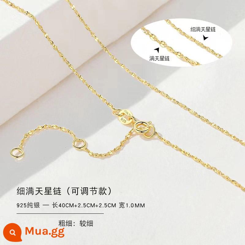 Vòng cổ bạc 999 nữ vàng 18k không có mặt dây chuyền bạc mới dây chuyền mạ vàng treo dây trơn dây chuyền vàng 925 dây chuyền vàng màu - Dây thở mỏng cho bé có thể điều chỉnh-925