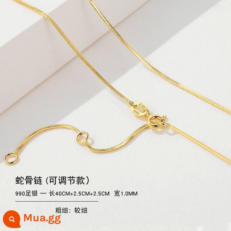 Vòng cổ bạc 999 nữ vàng 18k không có mặt dây chuyền bạc mới dây chuyền mạ vàng treo dây trơn dây chuyền vàng 925 dây chuyền vàng màu - Dây chuyền xương rắn có thể điều chỉnh-990