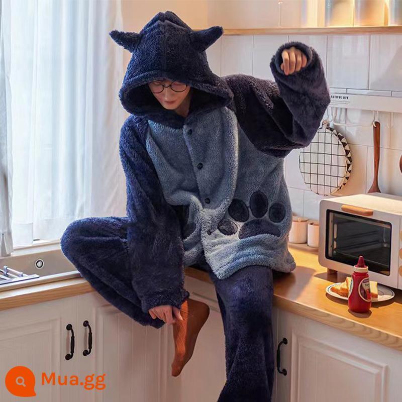 Bộ Đồ Ngủ Nam Thu Đông Nỉ Mặc Dày Sang Trọng Dép Nỉ Mùa Đông Trẻ Hoạt Hình Bé Trai Homewear - 2501 nam