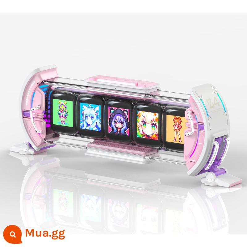 Divoom gõ cửa thời gian, màn hình bất kỳ, đồng hồ ống giả RGB, đồ trang trí bộ bàn chơi game, quà tặng cho bé trai - Hộp Quà Màu Hồng Hoa Anh Đào Quà Tặng Năm Mới