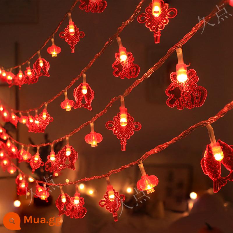 Đèn lồng Giáng sinh, người tuyết, ông già, đồ trang trí cây thông Noel, đèn ngôi sao, đèn trang trí, bố trí cảnh cửa sổ cửa hàng - Kết hợp đèn lồng năm mới-May mắn đỏ+Đèn lồng đỏ+Cá đỏ+Nút thắt đỏ Trung Quốc