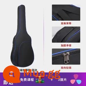 Đàn Guitar Túi 36 38 39 41 40 Inch Đa Năng Đàn Guitar Túi Dày Đàn Guitar Gỗ Túi Cao Cấp Chống Nước Dân Gian Ba ​​Lô - Model dày 36/38 inch - viền xanh + 1 dây + 3 phím đàn