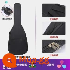 Đàn Guitar Túi 36 38 39 41 40 Inch Đa Năng Đàn Guitar Túi Dày Đàn Guitar Gỗ Túi Cao Cấp Chống Nước Dân Gian Ba ​​Lô - Mẫu cotton thông thường 3T38/39 inch - viền đen + 123 dây + gối đàn piano + 3 phím đàn