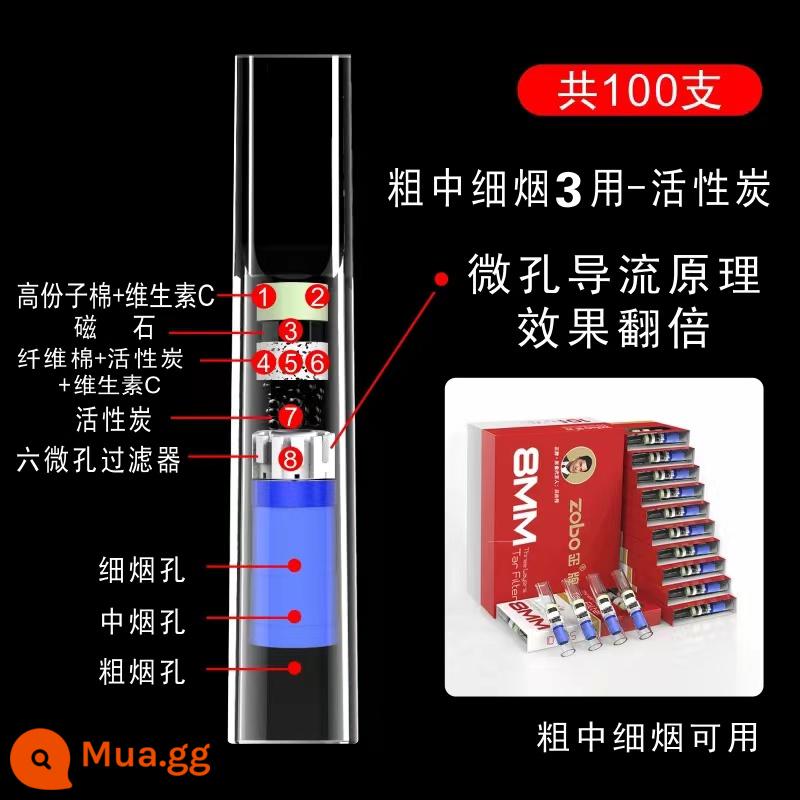 Bộ lọc thuốc lá dùng một lần chính hãng - [Ba công dụng cho thô, trung bình và mịn] Lọc tám lần 100 miếng